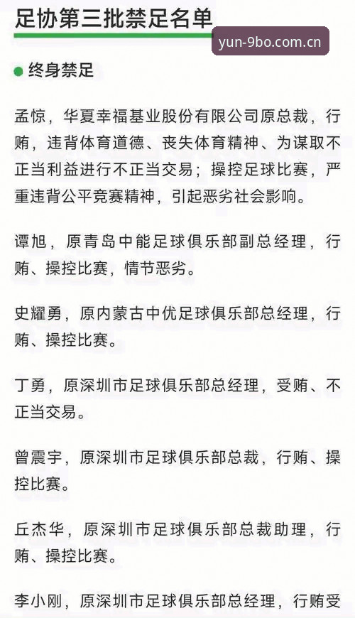 5个关键点读懂足协第三批禁足名单：65人受罚，17人终身禁赛